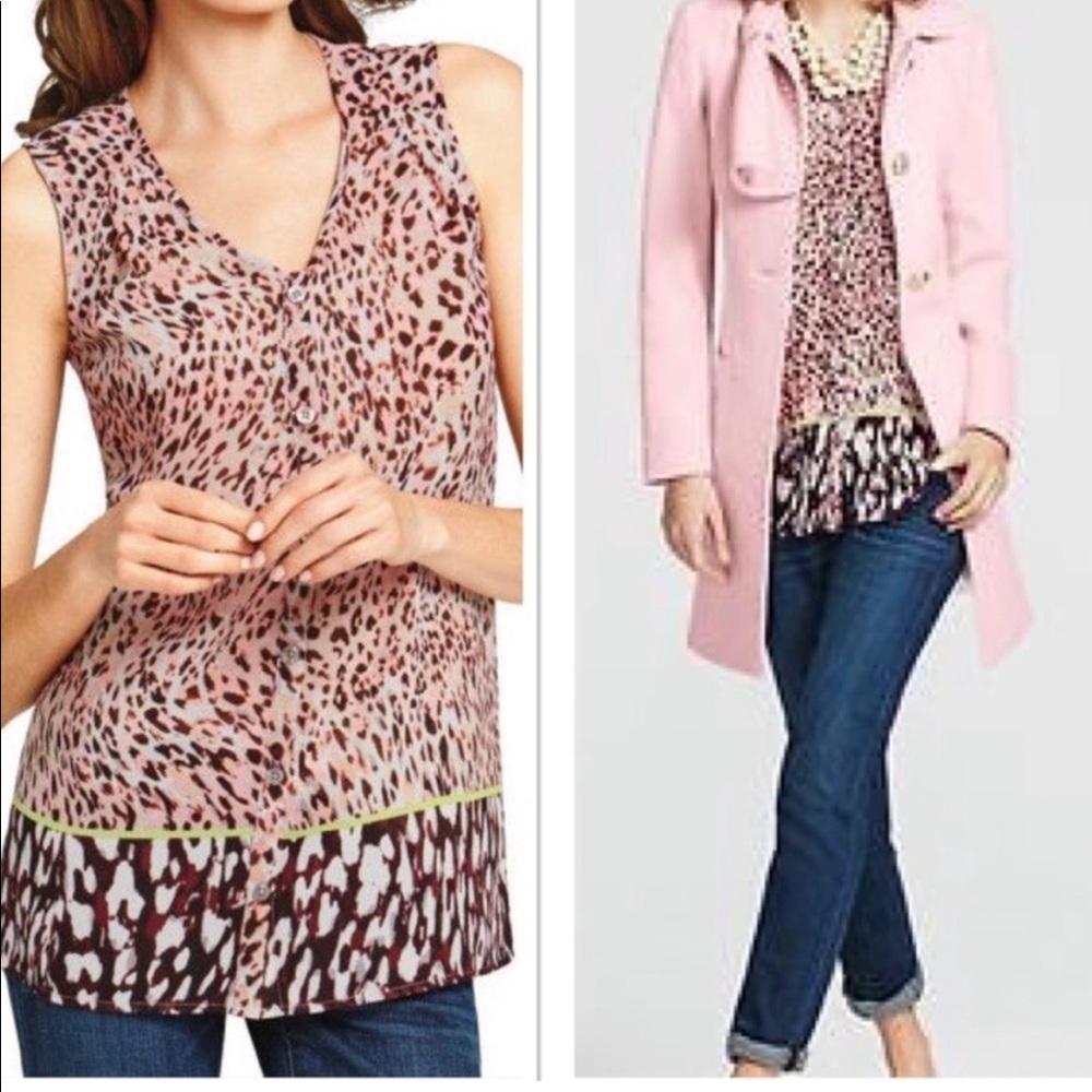 Cabi Leopard Print Sheer Tank Top